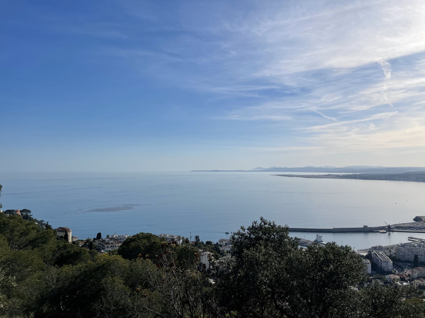Wide Mediterranean panorama from the hills above the French Riviera