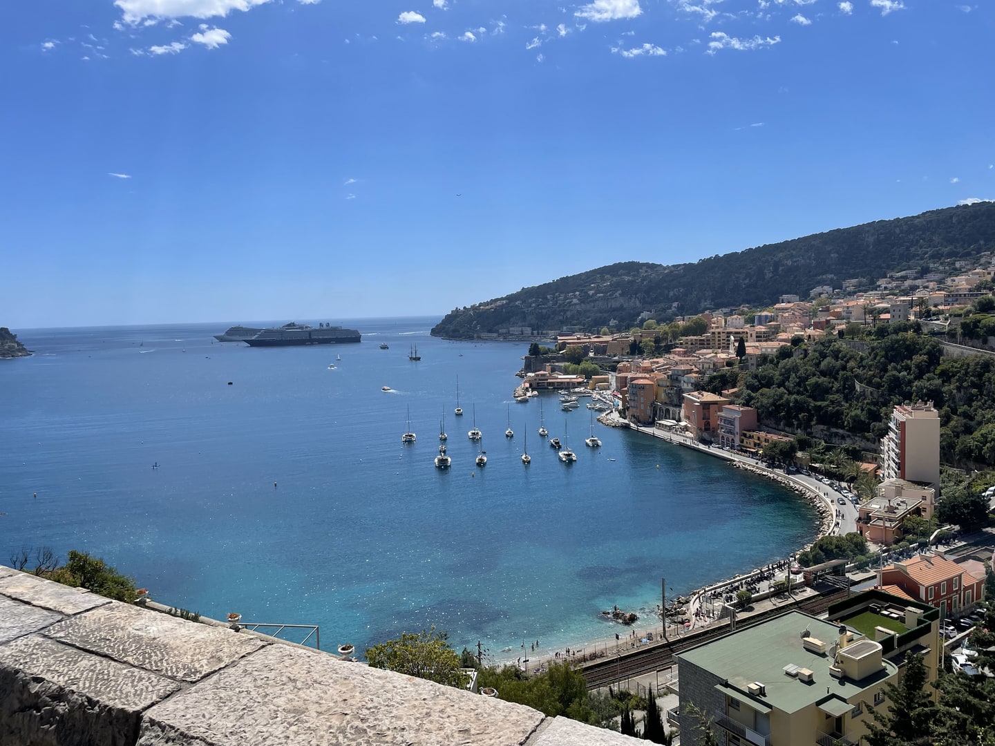 Villefranche-sur-Mer bay with turquoise water and Cap Ferrat
