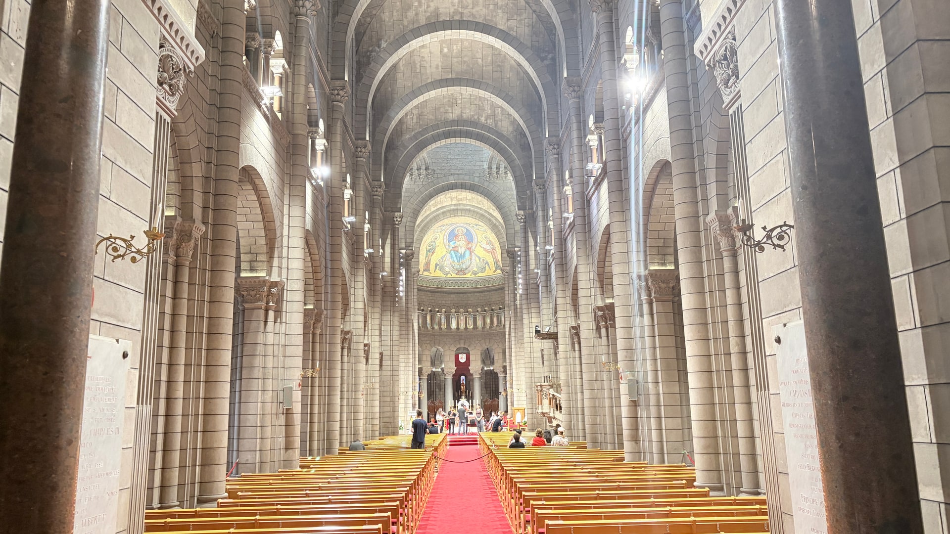 Interior nave and altar of Saint Nicholas Cathedral in Monaco